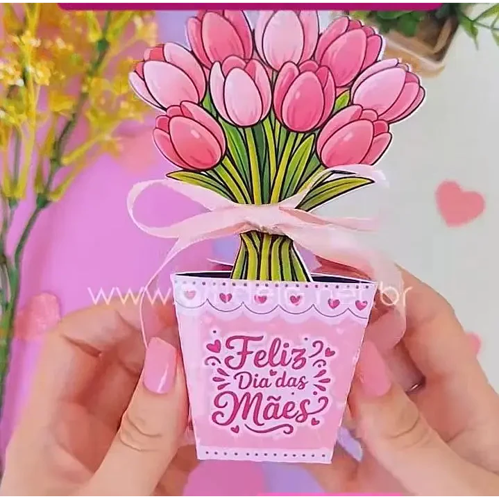 Arquivo de Corte Caixa Tulipa Dia das Mães (Leia a Descrição) 1