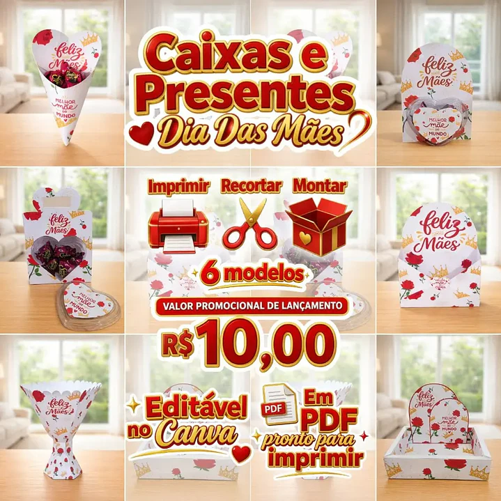 Arquivo de Corte Caixa Presente Dia das Mães (Leia a Descrição) 1