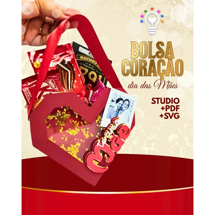 Arquivo de Corte Bolsa Coração Dia das Mães (Leia a Descrição) 1