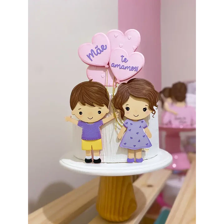 Arquivo de Corte Topo Irmãos Com Balão Dia das Mães (Leia a Descrição) 1
