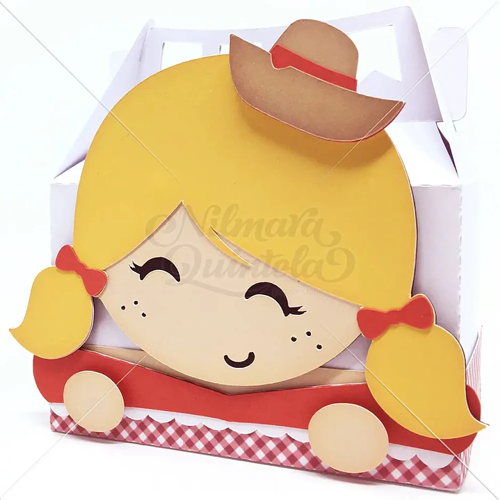 Arquivo de Corte Festa Junina Caixa Personagem Menina (Leia a Descrição) 1