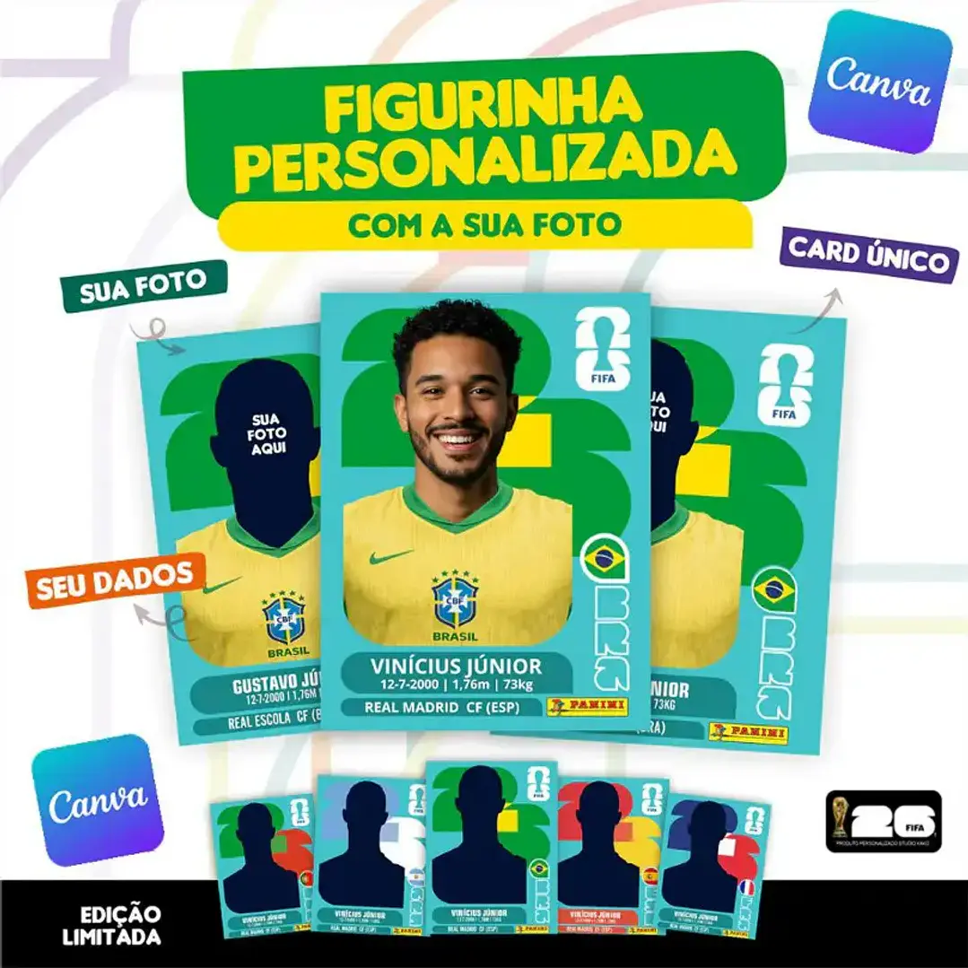 Figurinha da Copa do Mundo 2026 Personalizada (Brasil) | Editável no Canva 1