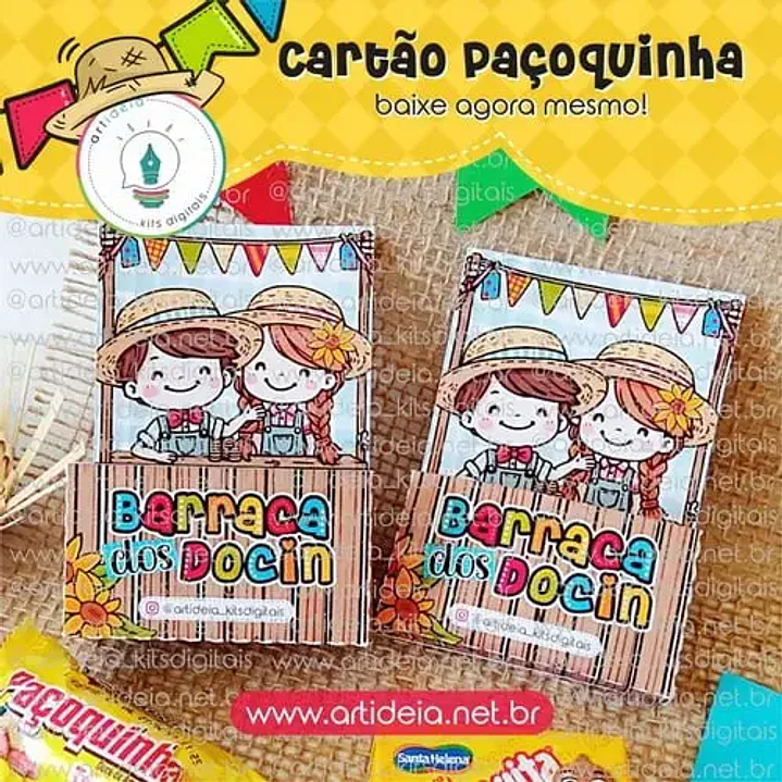 Arquivo de Corte Card Paçoquinha Festa Junina (Leia a Descrição) 1
