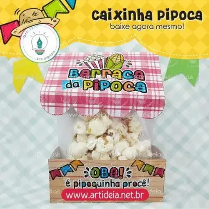 Arquivo de Corte Caixa de Pipoca Festa Junina (Leia a Descrição) 1