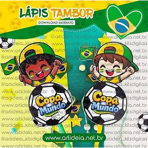 Arquivo de Corte Tambor de Lápis Copa do Mundo (Leia a Descrição)