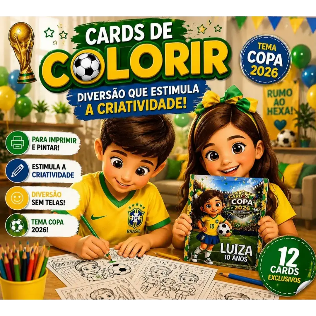 Arquivo de Corte Card de Colorir Copa do Mundo (Leia a Descrição) 1