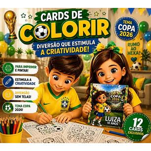 Arquivo de Corte Card de Colorir Copa do Mundo (Leia a Descrição)