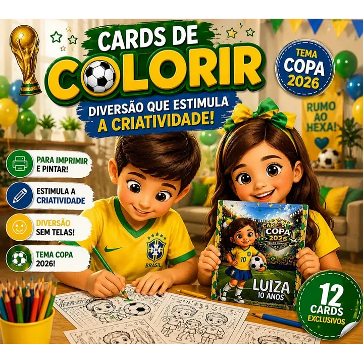 Arquivo de Corte Card de Colorir Copa do Mundo (Leia a Descrição) 1