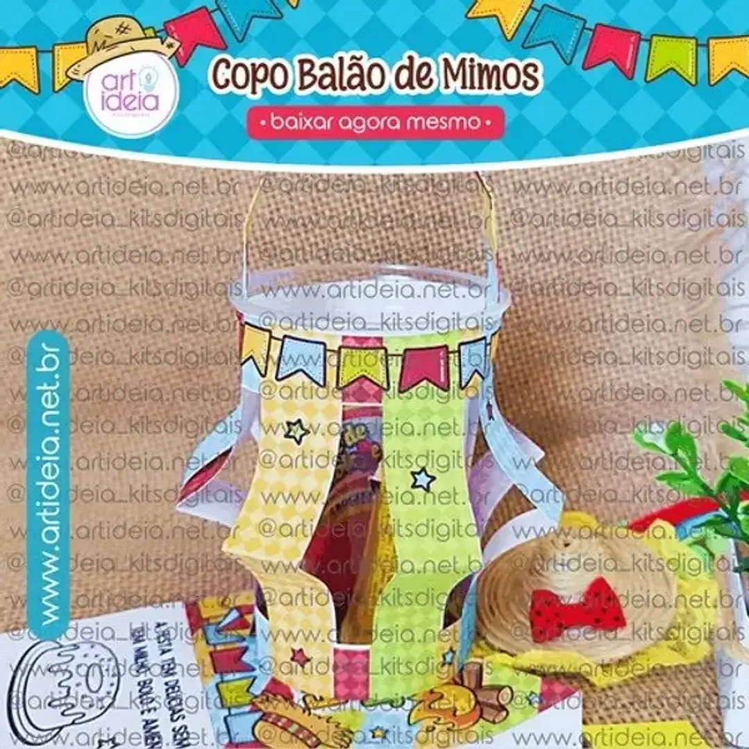 Arquivo de Corte Copo de Balão Mimos Festa Junina (Leia a Descrição) 1