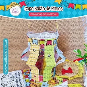 Arquivo de Corte Copo de Balão Mimos Festa Junina (Leia a Descrição)
