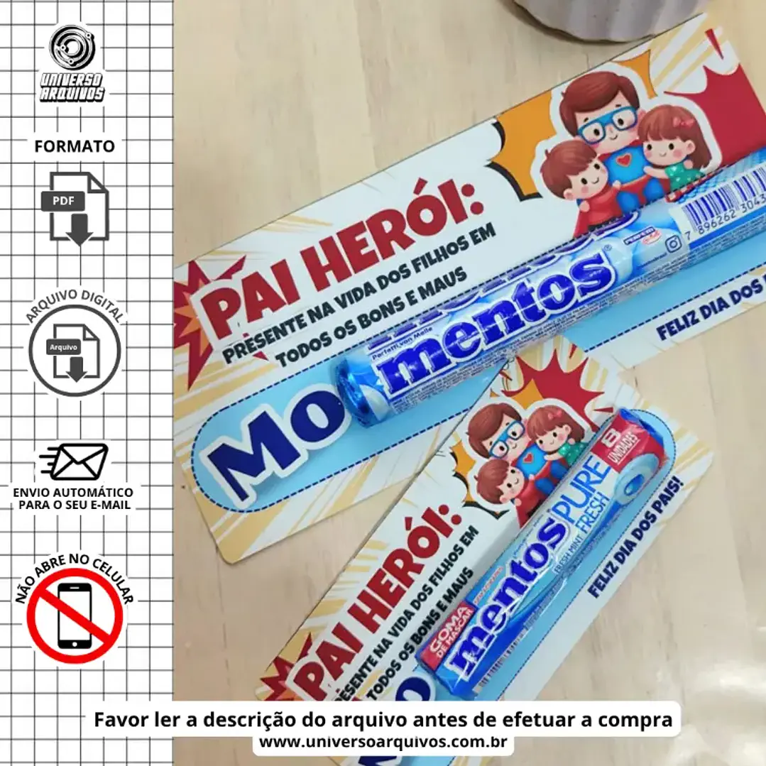 Arquivo de Corte Card Mentos Dia dos Pais (Leia a Descrição) 1