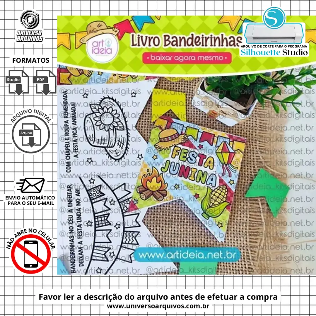 Arquivo de Corte Livros Bandeirinhas Festa Junina (Leia a Descrição) 1