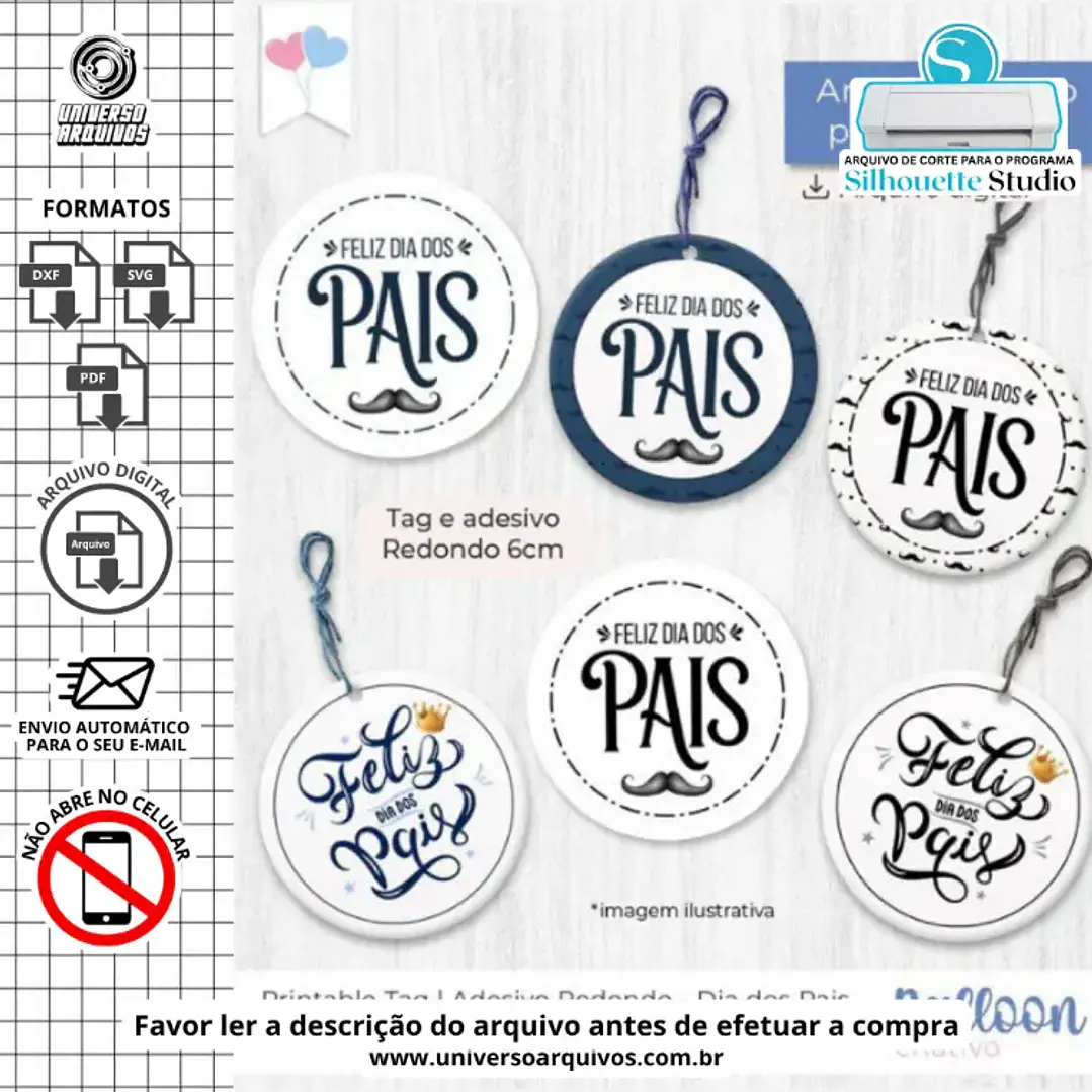 Arquivo de Corte Tags e Adesivos Dia dos Pais (Leia a Descrição) 1
