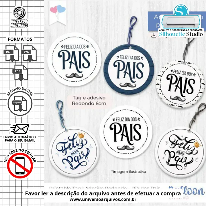 Arquivo de Corte Tags e Adesivos Dia dos Pais (Leia a Descrição) 1