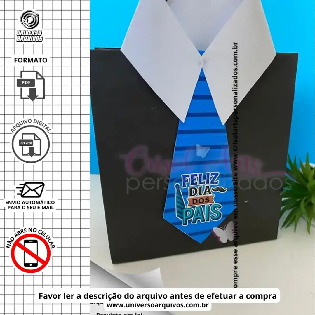 Arquivo de Corte Gravatinha Azul Dia dos Pais (Leia a Descrição) 1