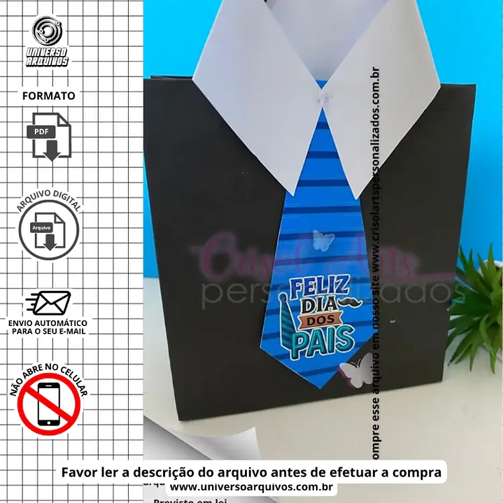 Arquivo de Corte Gravatinha Azul Dia dos Pais (Leia a Descrição) 1