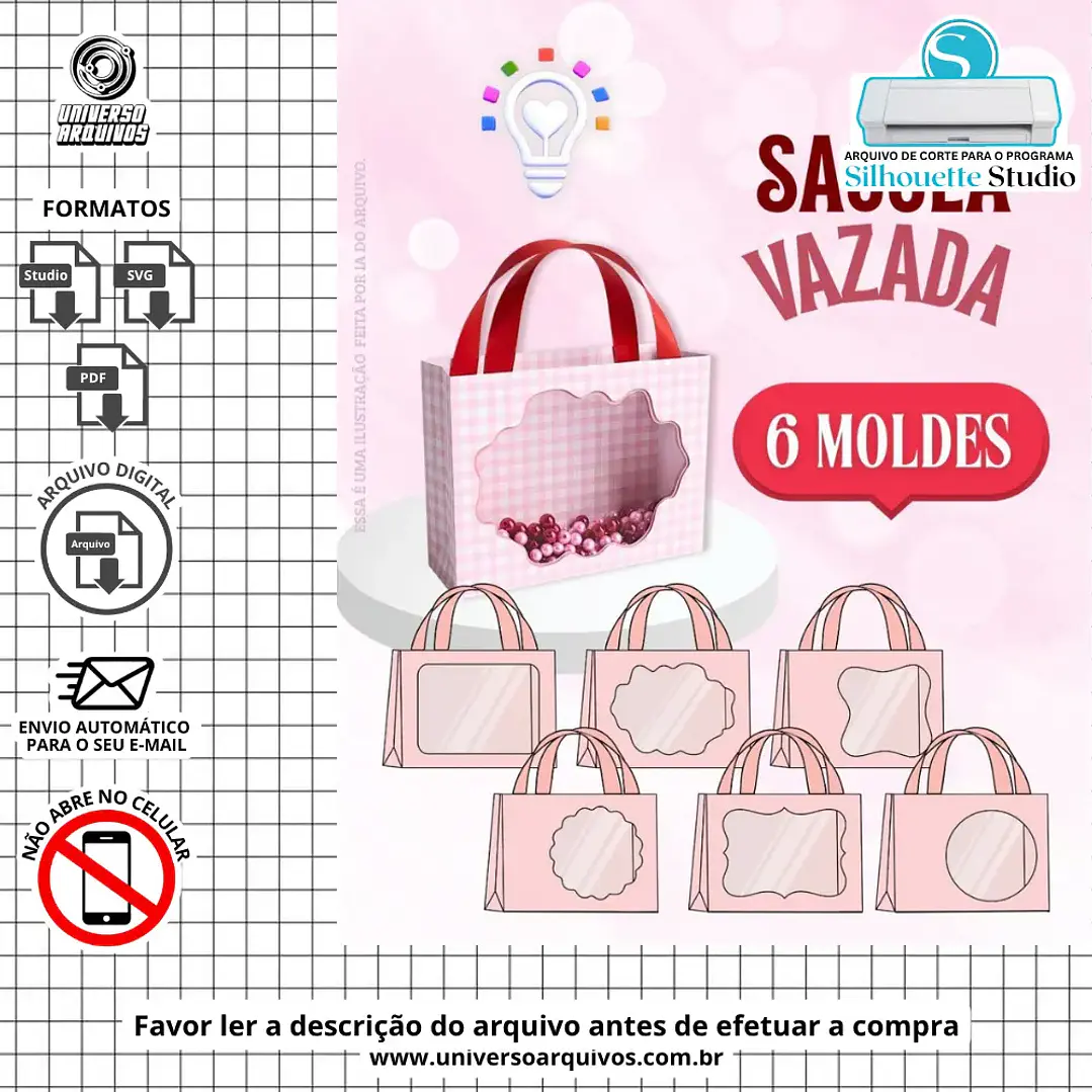 Arquivo de Corte Sacola com Vitrine (Leia a Descrição) 1