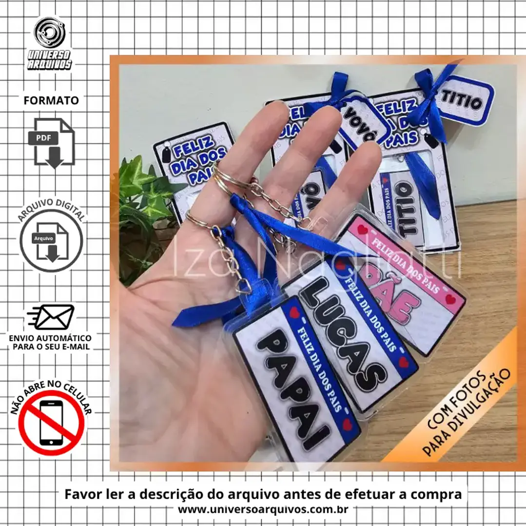 Arquivo de Corte Chaveiro Placa Dia dos Pais (Leia a Descrição) 1