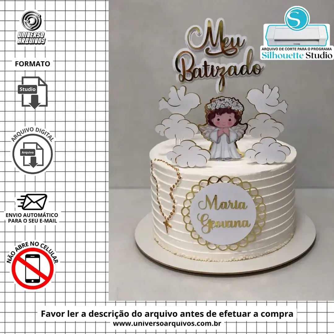 Arquivo de Corte Topo Batizado Menina (Leia a Descrição) 1
