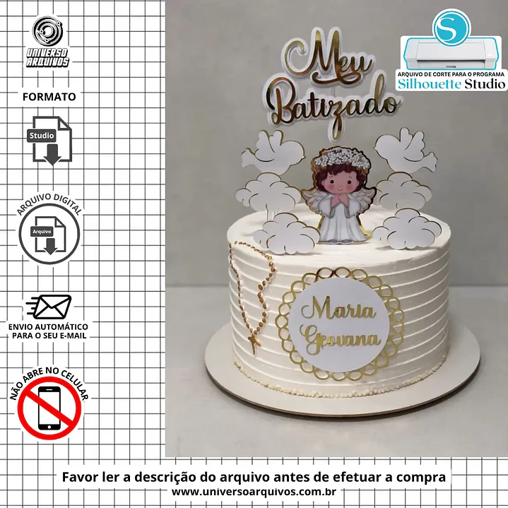 Arquivo de Corte Topo Batizado Menina (Leia a Descrição) 1