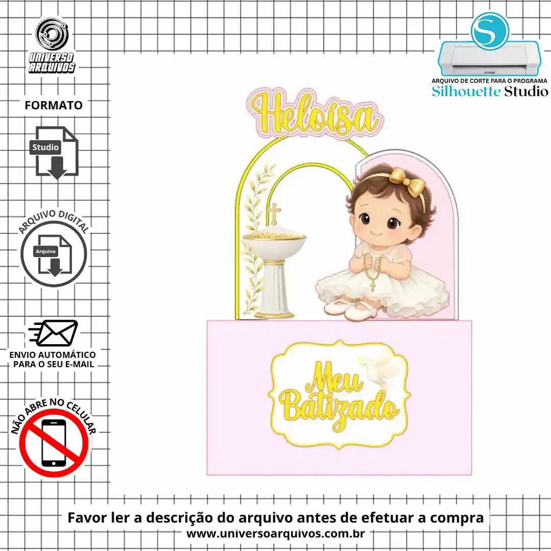 Arquivo de Corte Topo Batizado Menina (Leia a Descrição) 1