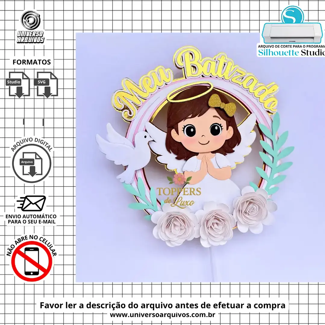 Arquivo de Corte Topo Batizado Menina (Leia a Descrição) 1