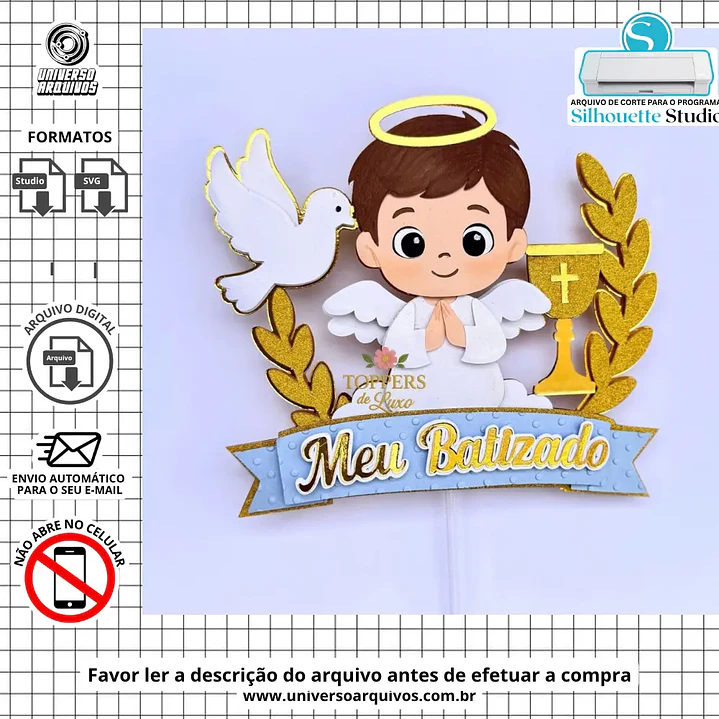 Arquivo de Corte Topo Batizado Menino (Leia a Descrição) 1
