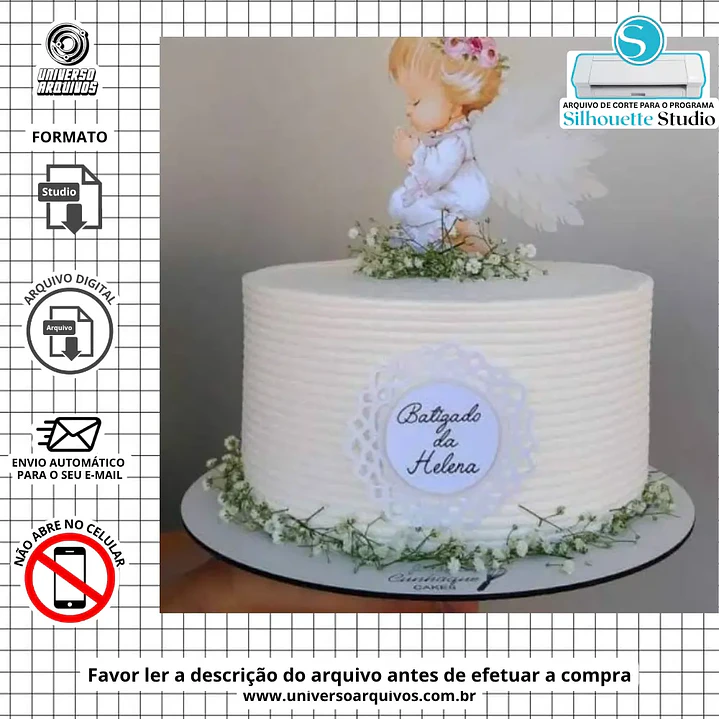 Arquivo de Corte Topo Batizado Anjinho Menino (Leia a Descrição) 1