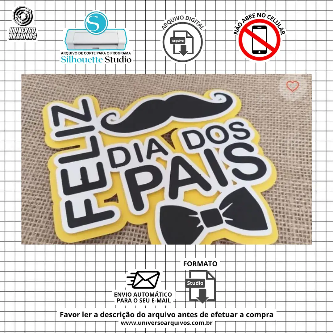 Arquivo de Corte Topo de Bolo Dia dos Pais (Leia a Descrição) 1