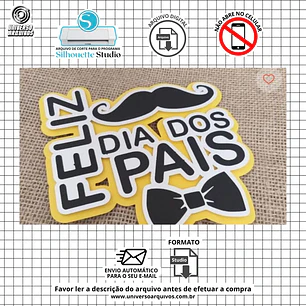 Arquivo de Corte Topo de Bolo Dia dos Pais (Leia a Descrição)