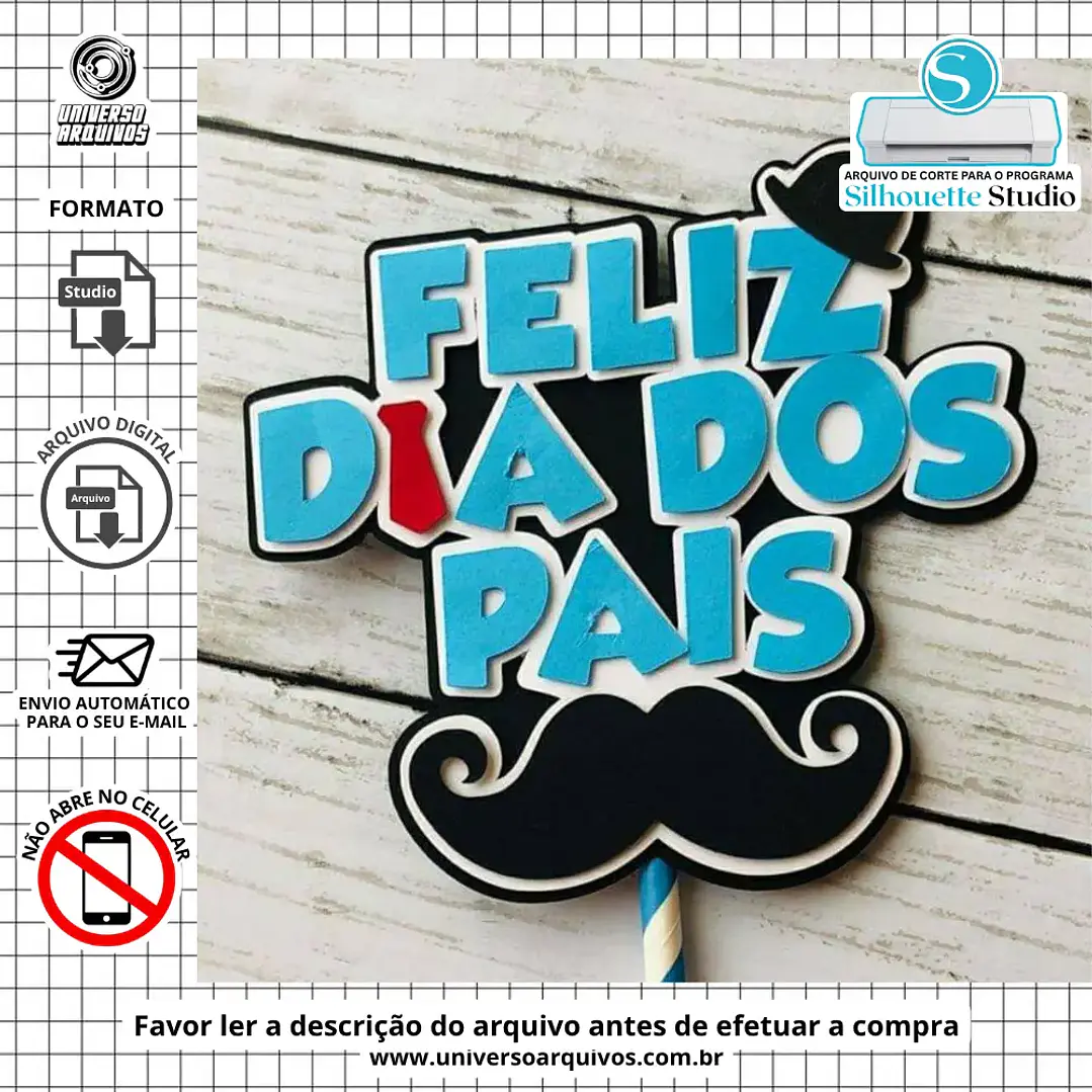 Arquivo de Corte Topo de Bolo Dia dos Pais(Leia a Descrição) 1