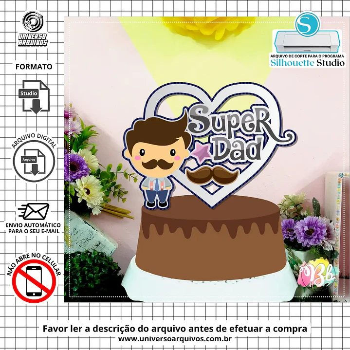 Arquivo de Corte Topo de Bolo Dia dos Pais (Leia a Descrição) 1