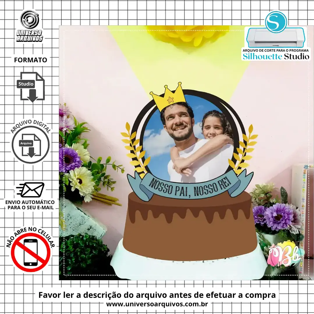 Arquivo de Corte Topo de Bolo Dia dos Pais (Leia a Descrição) 1