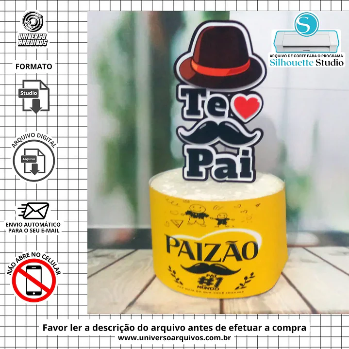 Arquivo de Corte Topo de Bolo Dia dos Pais (Leia a Descrição) 1
