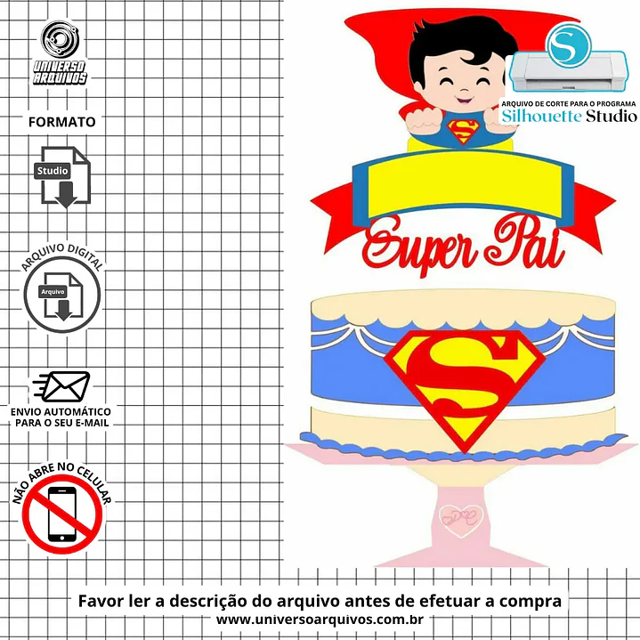 Arquivo de Corte Topo de Bolo Dia dos Pais  (Leia a Descrição) 1