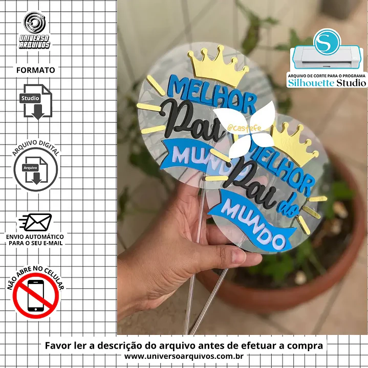 Arquivo de Corte Topo de Bolo Dia dos Pais  (Leia a Descrição) 1