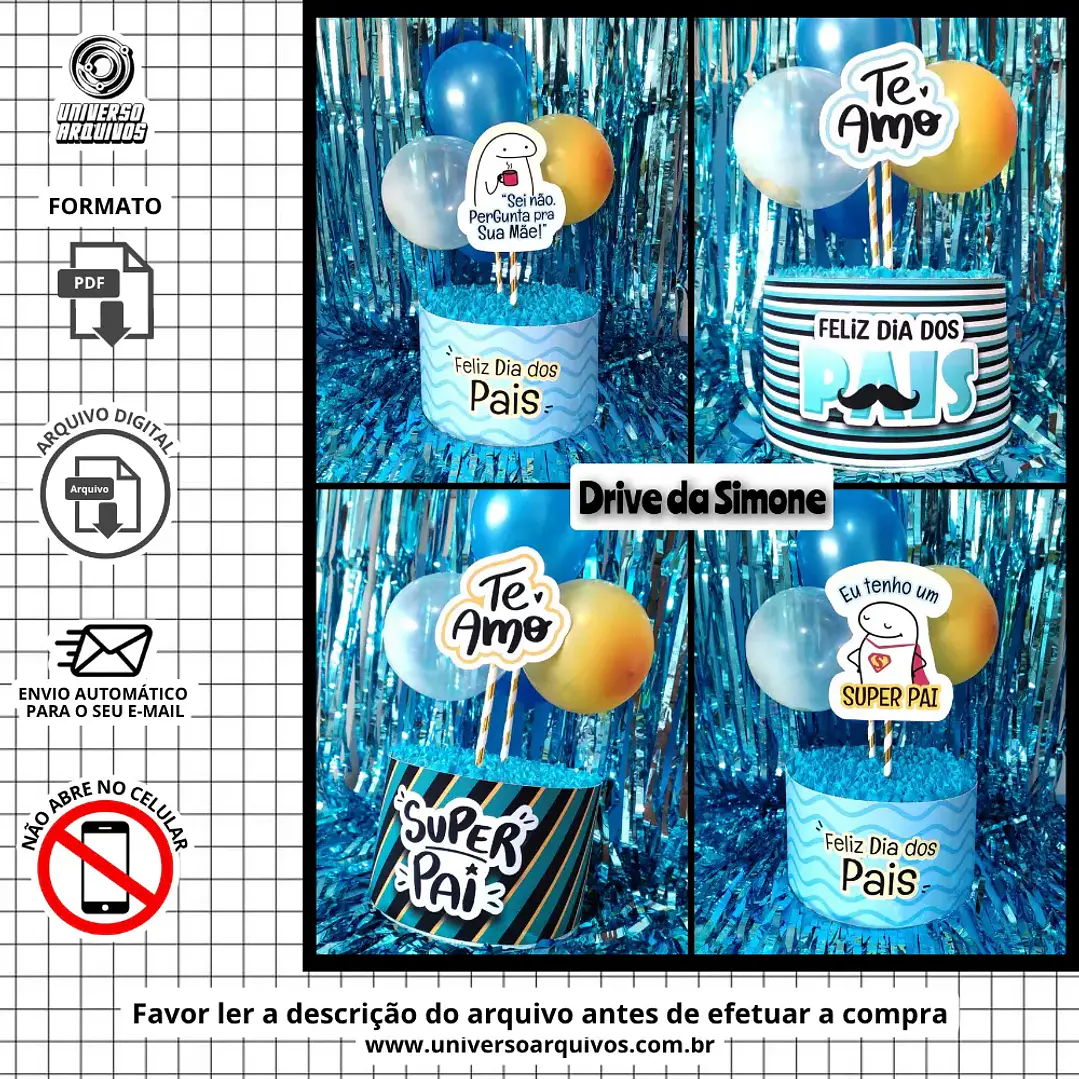 Arquivo de Corte Topo de Bolo Dia  dos Pais  (Leia a Descrição) 1