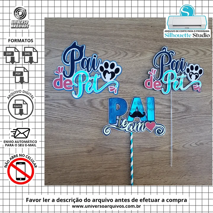 Arquivo de Corte Topo de Bolo Dia dos Pais (Leia a Descrição) 1