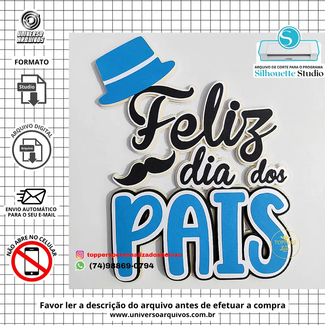 Arquivo de Corte Topo de Bolo Dia dos Pais (Leia a Descrição) 1