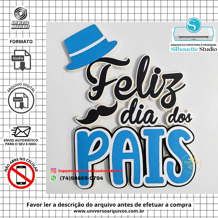 Arquivo de Corte Topo de Bolo Dia dos Pais (Leia a Descrição) 1