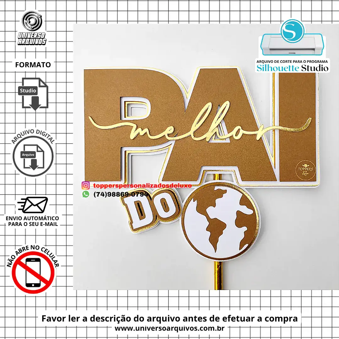 Arquivo de Corte Topo de Bolo Dia dos Pais (Leia a Descrição) 1