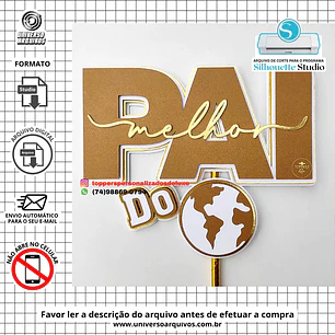 Arquivo de Corte Topo de Bolo Dia dos Pais (Leia a Descrição)