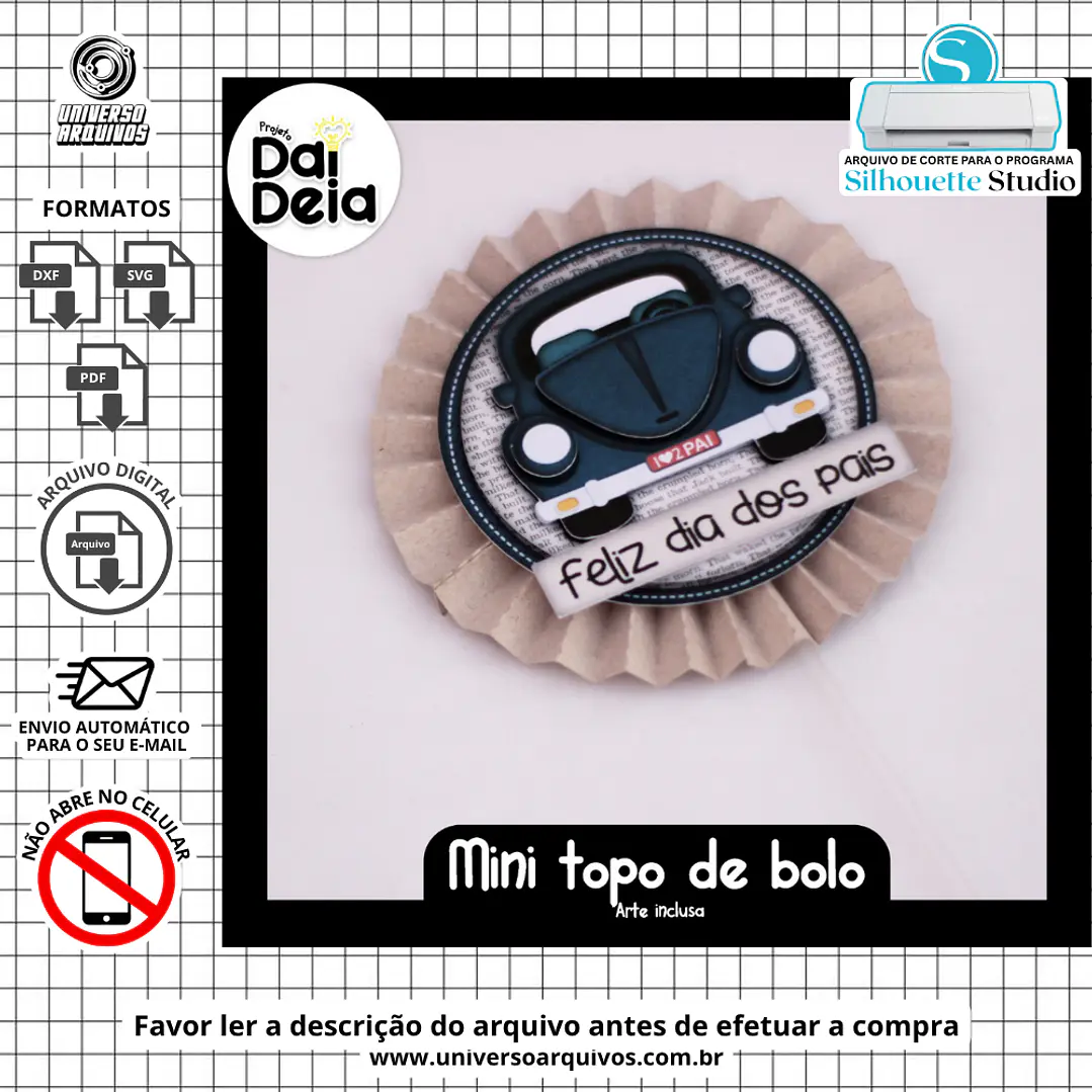 Arquivo de Corte Topo de Bolo Dia dos Pais (Leia a Descrição) 1