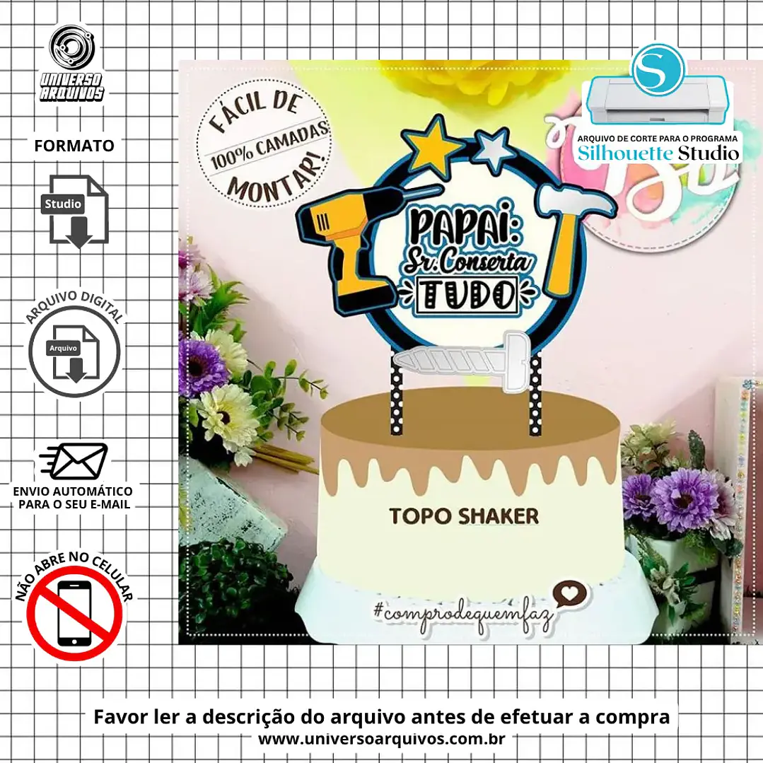 Arquivo de Corte Topo de Bolo Dia dos Pais (Leia a Descrição) 1