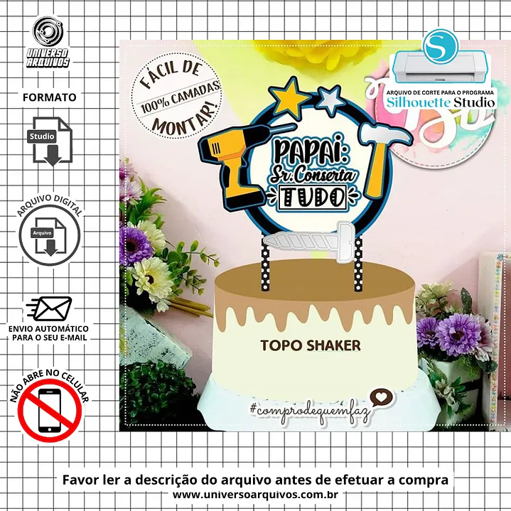 Arquivo de Corte Topo de Bolo Dia dos Pais (Leia a Descrição) 1
