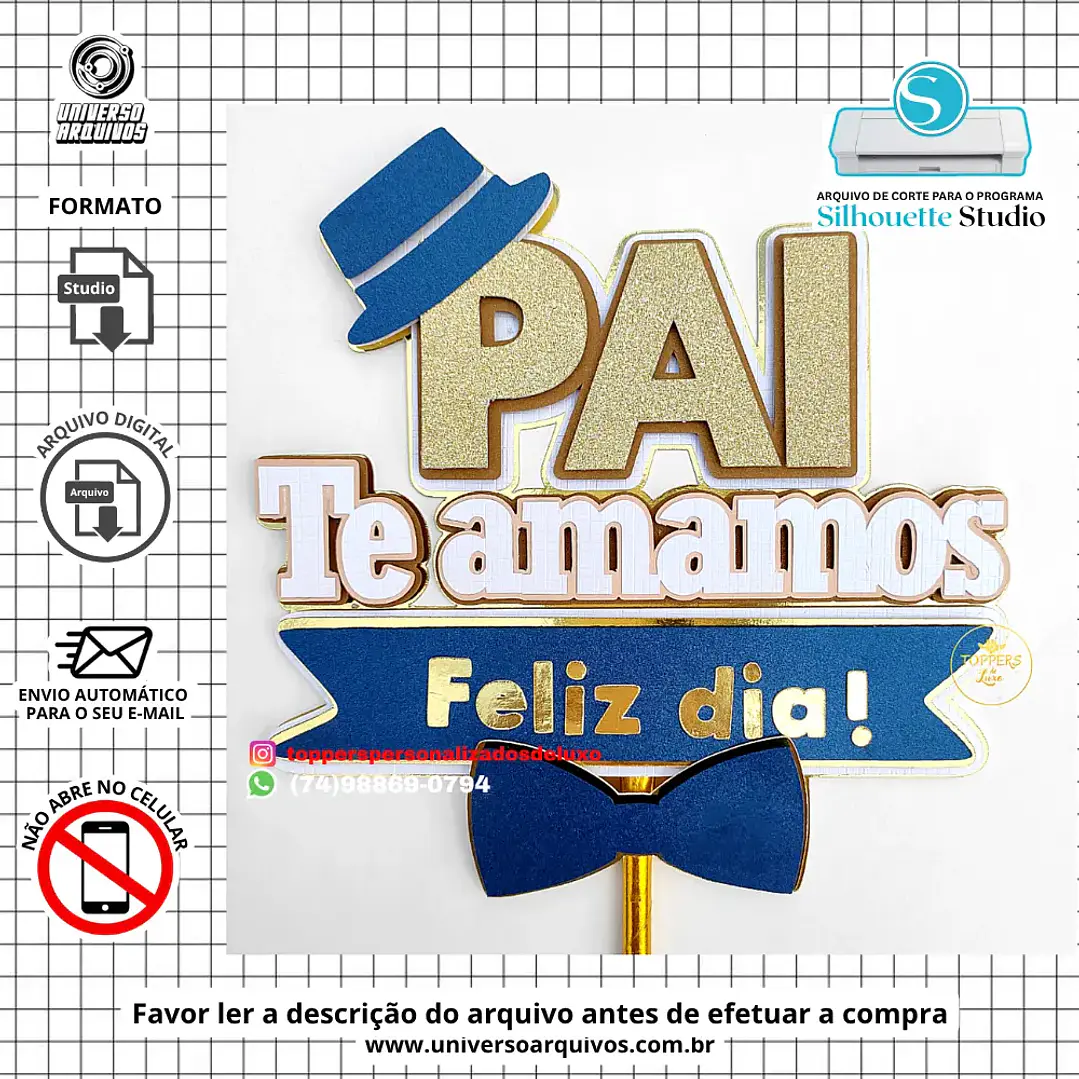 Arquivo de Corte Topo de Bolo Dia dos Pais (Leia a Descrição) 1