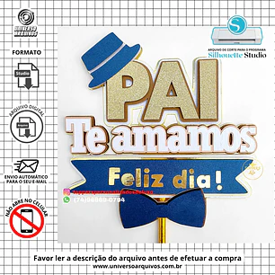 Arquivo de Corte Topo de Bolo Dia dos Pais (Leia a Descrição)