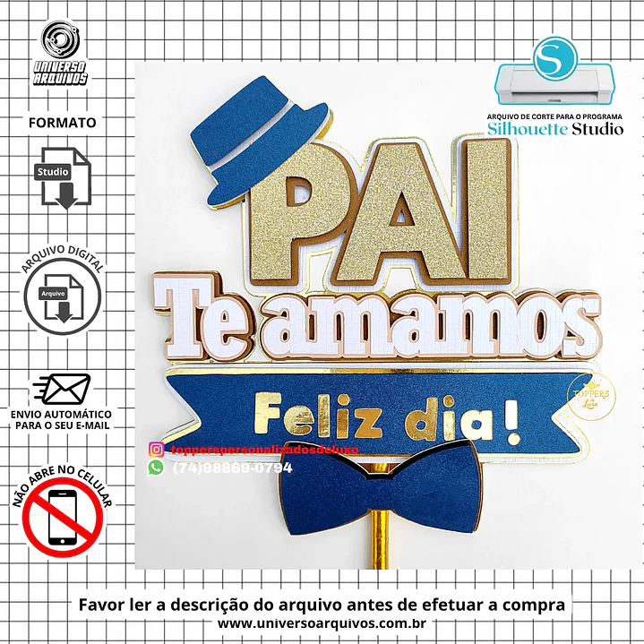 Arquivo de Corte Topo de Bolo Dia dos Pais (Leia a Descrição) 1