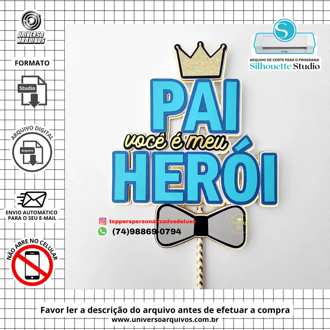 Arquivo de Corte Topo de Bolo Dia dos Pais (Leia a Descrição) 1