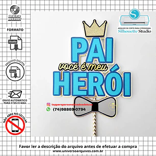 Arquivo de Corte Topo de Bolo Dia dos Pais (Leia a Descrição)